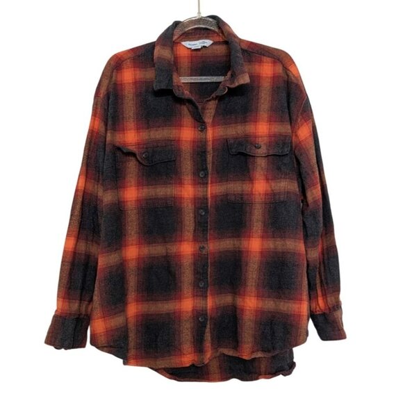 Old Navy Plaid Boyfriend Flannel Shirt Womens Size XL Evermore Album Swiftie - Picture 1 of 9